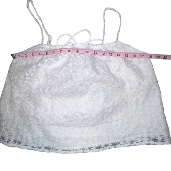 HEATHERLY TAMAR WHITE FLORAL EMBROIDERED‎ LACE CROPPED CAMI TANK TOP WOMEN LARGE - Picture 5 of 11